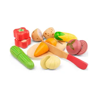 Woet New Classic Toys® Houten Snijset Groente In Opbergdoos - Speelset Met Snijplank, Wortel, Paprika, Komkommer - Educatief Speelgoedeten - Rollenspel