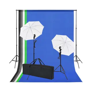 VidaXL - Fotostudio - Set - Met - 5 - Gekleurde - Achtergronden - & - 2 - Paraplu's