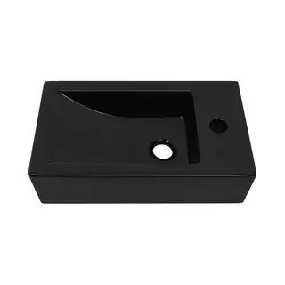 Vidaxl Waschbecken Rechteckig + Hahnloch Keramik Schwarz 46x25, 5x12 Cm