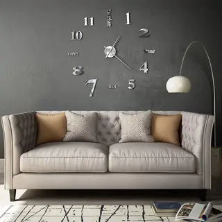 3d-wanduhr Modernes Design 100 Cm Xxl Silbern Vidaxl