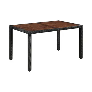 VidaXL 7-tlg. Garten-Essgruppe Poly Rattan Akazie Massivholz Schwarz
