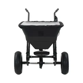 VidaXL Walk-Behind Salt Spreader/Lawn Fertilizer Gritter Wagon - 45L Capacity, Durable Pvc & Steel Frame, Black Garden Seeder