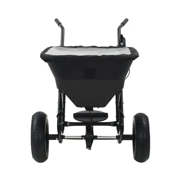 VidaXL Walk-Behind Salt Spreader/Lawn Fertilizer Gritter Wagon - 45L Capacity, Durable Pvc & Steel Frame, Black Garden Seeder thumbnail