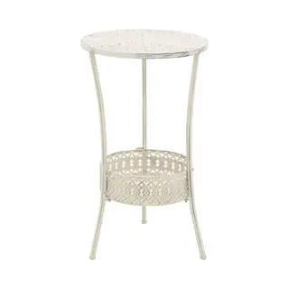 VidaXL Bistrotisch Vintage-Stil Rund Metall Weiß Stehtisch Bartisch Partytisch