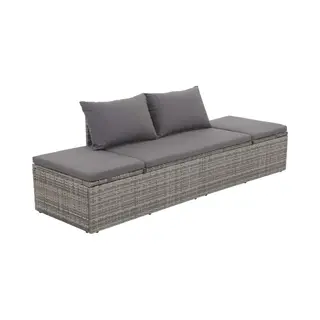 VidaXL Sonnenliege Poly Rattan Grau Gartenliege Liegestuhl Relaxliege Liege
