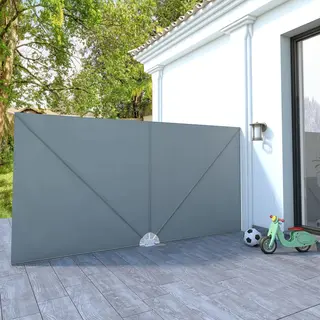 Faltbarer Terrassen-seitenfächer Grau 400×200 Cm Vidaxl