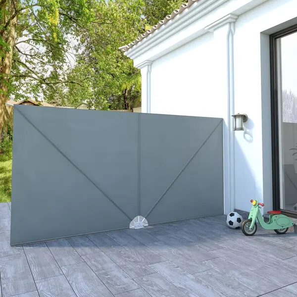 Faltbarer Terrassen-seitenfächer Grau 400×200 Cm Vidaxl thumbnail