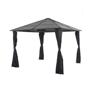 VidaXL Gartenpavillon Mit Vorhang Aluminium 3×3 M Schwarz