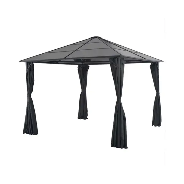 VidaXL Gartenpavillon Mit Vorhang Aluminium 3×3 M Schwarz thumbnail