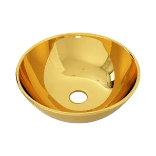 VidaXL Waschbecken Aufsatzwaschbecken Waschtisch Waschplatz Handwaschbecken Waschschale Aufsatzbecken Becken Badezimmer 28x10cm Keramik Golden