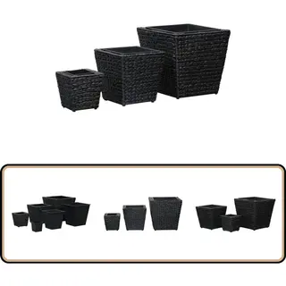 VidaXL - Plantenbakken - Verhoogd - 3 - St - Waterhyacint - Zwart