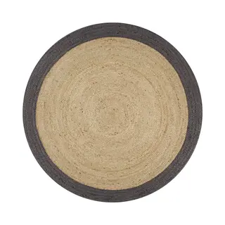 Teppich Handgefertigt Jute Mit Dunkelgrauem Rand 150 Cm Vidaxl