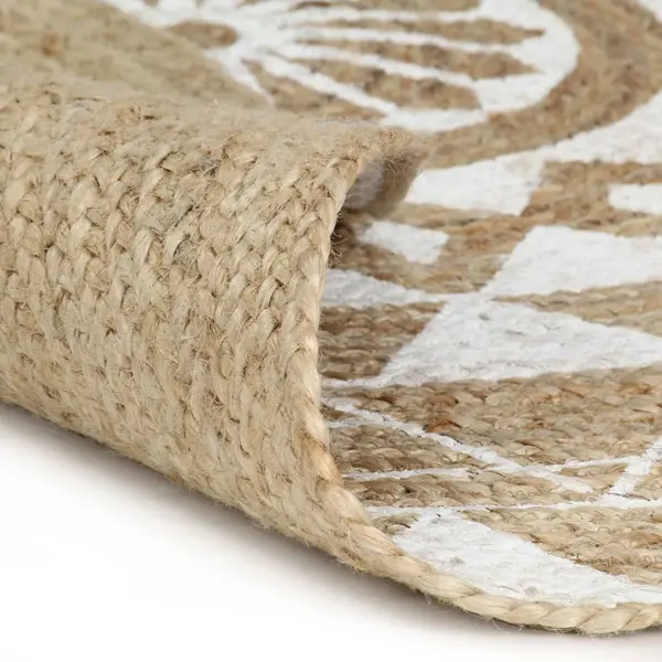 VidaXL Teppich Handgefertigt Jute Mit Weißem Aufdruck 120 Cm thumbnail