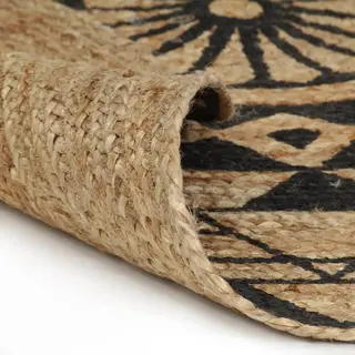 VidaXL Teppich Handgefertigt Jute Schwarzer Druck 90 Cm