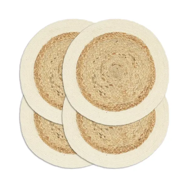 VidaXL Placemats 4 St Rond 38 Cm Jute En Katoen Natuurlijk thumbnail