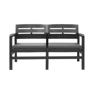 2-sitzer-gartenbank Mit Kissen Anthrazit 133 Cm Kunststoff Vidaxl