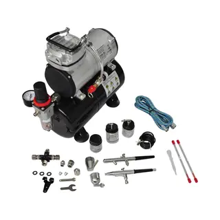 VidaXL Airbrush Compressorset Met 2 Pistolen