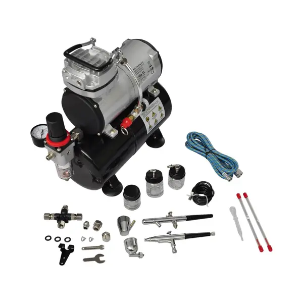 VidaXL Airbrush Compressorset Met 2 Pistolen thumbnail