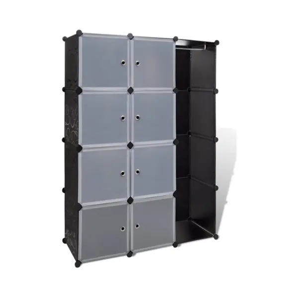 VidaXL 240497 Schlafzimmer-Schrank 9 Regale Schwarz, Weiß Garderobe thumbnail