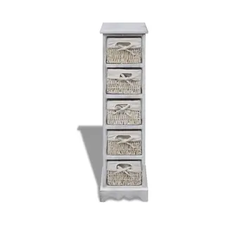 VidaXL Kommode Schrank Korbregal Korbkommode Regal Korbschubladen + 5 Warenkörben Holz Weiß