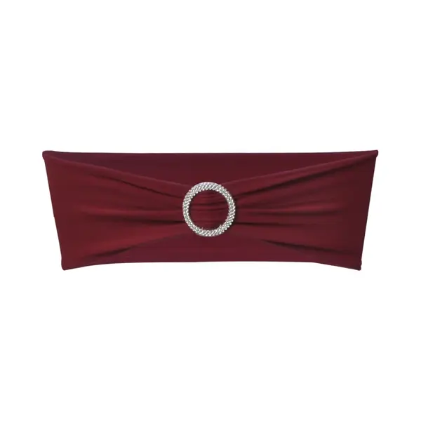 VidaXL 25x Stuhlschleifen Stretch Schleifenbänder + Diamant Schnalle Bordeaux thumbnail