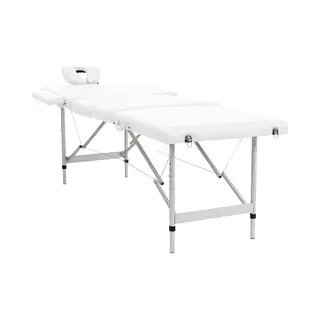 Vidaxl Massagetisch Mit Aluminiumrahmen, Faltbar 4 Zonen Creme-weiß