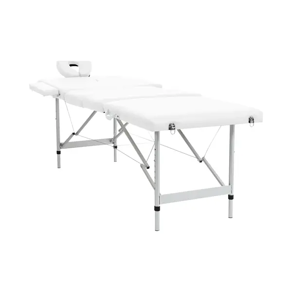 Vidaxl Massagetisch Mit Aluminiumrahmen, Faltbar 4 Zonen Creme-weiß thumbnail