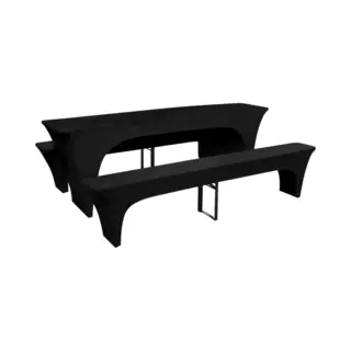 VidaXL 3 Schonbezüge Für Biertisch Und Bänke Stretch Schwarz 220 X 70 X 80 Cm