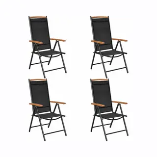 VidaXL - Tuinstoelen - Inklapbaar - 4 - St - Aluminium - En - Textileen - Zwart