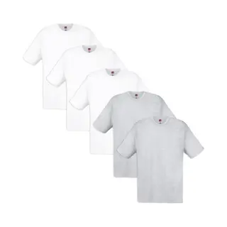 Fruit Of The Loom T-shirt 100% Katoen 5 Stuks Wit & Grijs Maat L