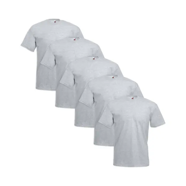 Fruit Of The Loom - 5 Stuks Valueweight T-shirts Ronde Hals - Heather Grey - 5XL thumbnail