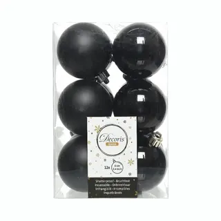 Peragashop 12 Christmas Baubles 6 Cm Matt/Glossy Black Addobi Tree Decoration