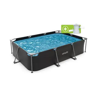 VirtuFit Rechthoekig Zwembad - 300 X 210 X 66 Cm - Antraciet - Inclusief Filterpomp
