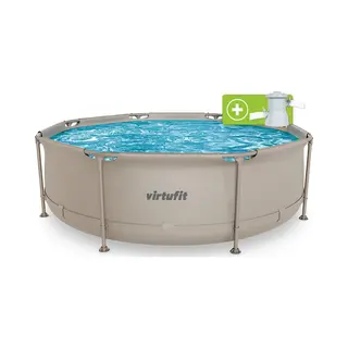 VirtuFit Rond Zwembad -Ø244 X 76 Cm - Beige - Inclusief Filterpomp
