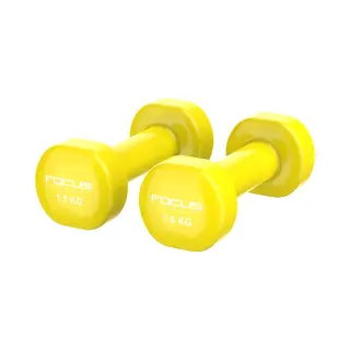Focus Fitness - Vinyl Dumbbell - 2 X 1.5 Kg - Geel
