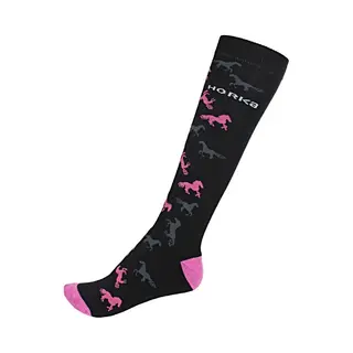 Horka - Paardrijsokken - Zwart Roze - Maat 35-38