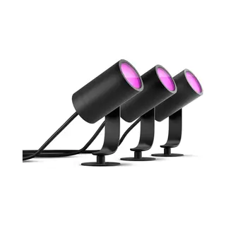 Philips by Signify Philips Hue White and Color ambiance Lily Outdoor 3er-Pack Spot schwarz