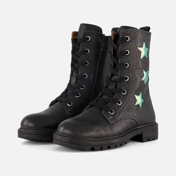 Muyters Veterboots Zwart Leer - Maat 33 - Kinderschoenen thumbnail