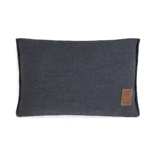 Knit Factory - Uni Zierkissen - Rechteckige Sofa Kissen - Anthrazit - Gestrickter Dekokissen - Couchkissen - 60x40 Cm - Kissenbezug Mit Füllung Und