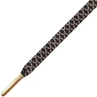 Mr. Lacy - Schoenveters - Ropies Plat - Zwart Gold Tip - Veterlengte 130 Cm