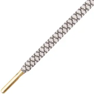 Mr. Lacy | Schoenveters | Veters | Ropies | Plat | Grijs/Witte | Gouden Tip | Veterlengte 130 Cm