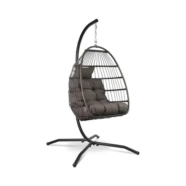 VITA5 Hängesessel Mit Gestell - Bequemer Hängekorb Sessel - Rattan Hängesessel Outdoor Und Indoor - Boho Egg Schaukel Für Terrasse&Leseecke - 150 thumbnail