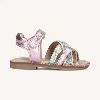 Ton & Ton Meisjes Platte Sandalen - Ingrid - Roze - Leer - Platte Zool - Maat 28