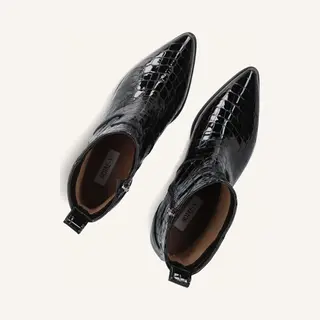 Notre-V 63231 Enkellaarsjes - Enkelboots Met Rits - Dames - Zwart - Maat 40