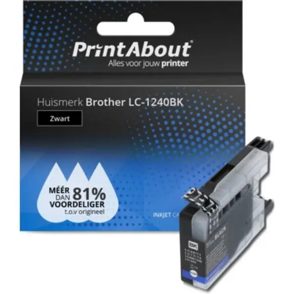 PrintAbout Huismerk Brother Lc-1240BK Inktcartridge Zwart thumbnail