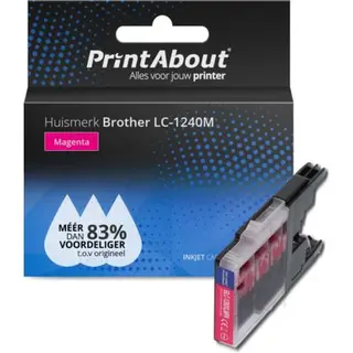 PrintAbout Huismerk Brother Lc-1240M Inktcartridge Magenta