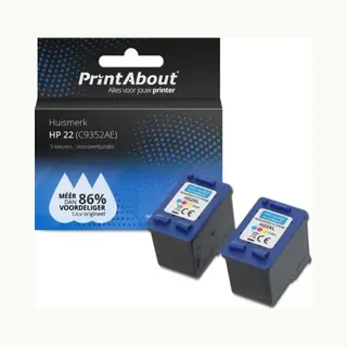 PrintAbout Huismerk Hp 22 (C9352AE) Inktcartridge 3-kleuren Voordeelbundel