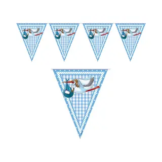 Folat Geboorte Baby Vlaggetjes - Jongen - Blauw - 10 Meter - Vlaggenlijnen - Versiering - Kunststof