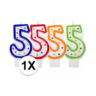Folat Verjaardag Cijferkaars 5 - Multi - Met Stippen - Feest Taart Kaarsjes - Versiering - Verjaardag