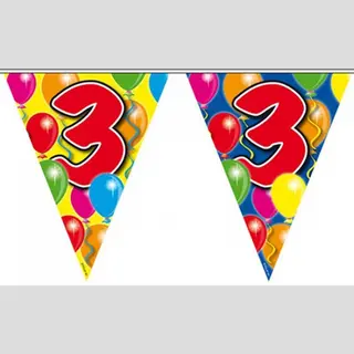 Folat Leeftijd Vlaggenlijn - 3 Jaar - 10 Meter - Verjaardag Feest Versiering - Vlaggetjes